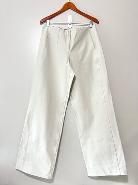 Lululemon Utilitech Relaxed Fit Mid Rise Wide Leg Trouser Cream Pants Size 12/32